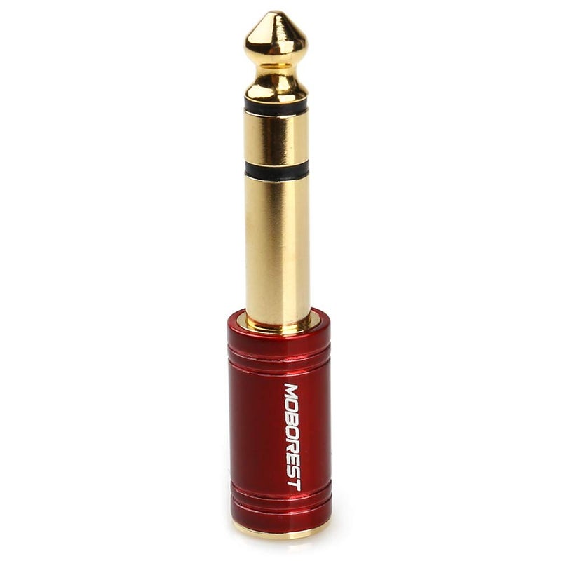 MOBOREST 1/4 Male to 1/8 Female Pure Copper Adapter, 6.35mm Stereo Male to 3.5mm Plug Jack Female Stereo Adapter Red 2-Pack - Image 2